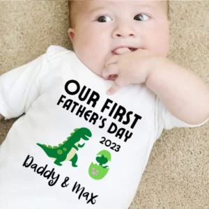 Personalised Our First Father's Day Together Parent Child Shirts with Names - Image 8