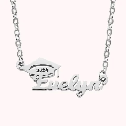 Bachelor Cap Graduation Name Necklace Girl Gifts